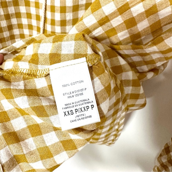 Anthropologie Everleigh Mustard Gingham Peasant Blouse Size XXS Petite Flowy - Picture 7 of 7